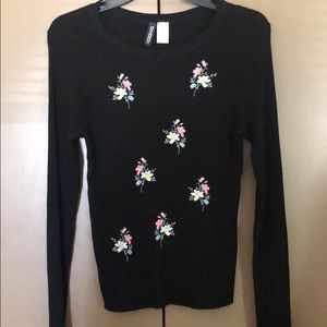Floral ribbed sweater